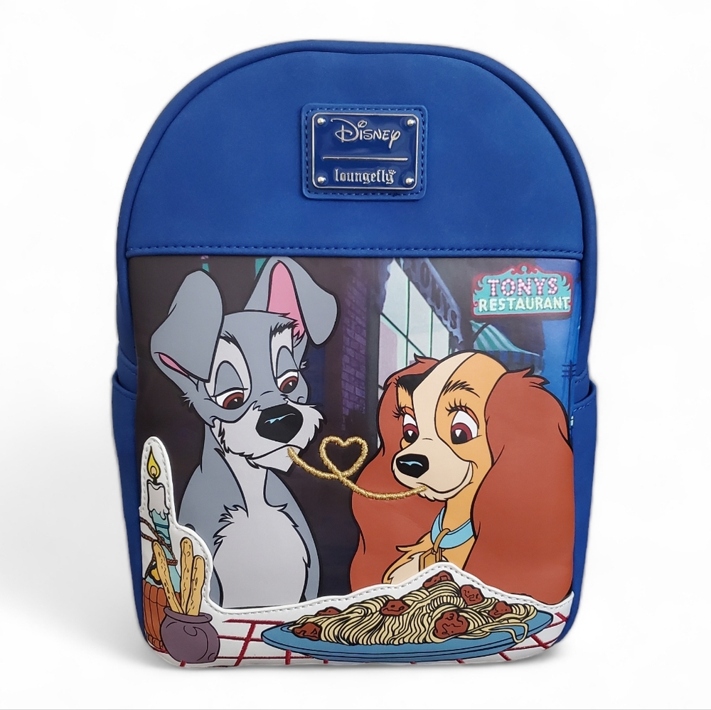 NEW Loungefly Disney Lady and the Tramp "Bella Notte" Spaghetti Mini Bac…